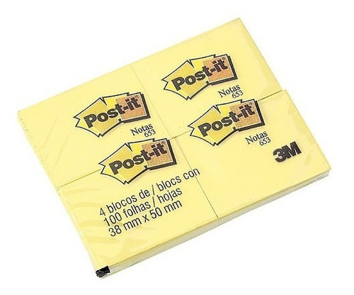 Imagen 2 de 4 de Notas Autodhesivas Post It 653 38x50mm X100hs Paqx12 Unid
