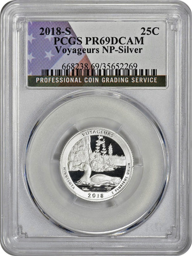 Moeda 2018 Silver Voyageurs Nat. Park Quarter Pcgs Pr69dcam