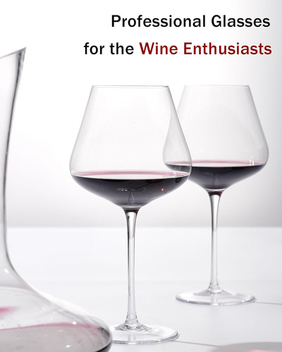 Jbho Hand Blown Italian Style Crystal Burgundy Wine Glass...