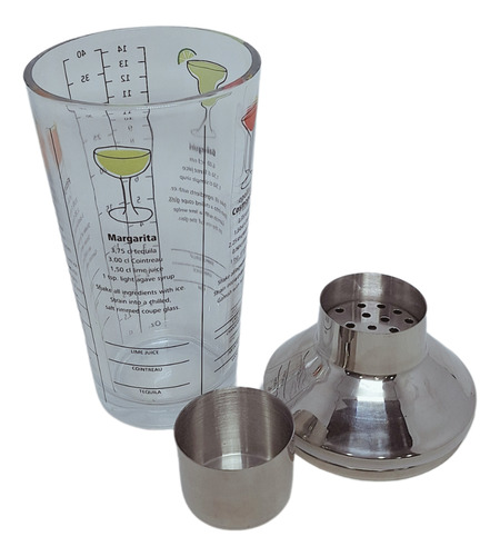 Coctelera Vidrio 450 Ml Tapa Acero Inox Bar Barman Trago