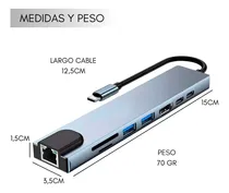 Comprar Hub Adaptador Usb Tipo C 8 En 1 Para Mac Macbook Windows