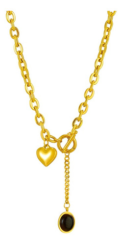 Collar Acero Quirúrgico Dije Corazon Chapado Oro 18k Mujer