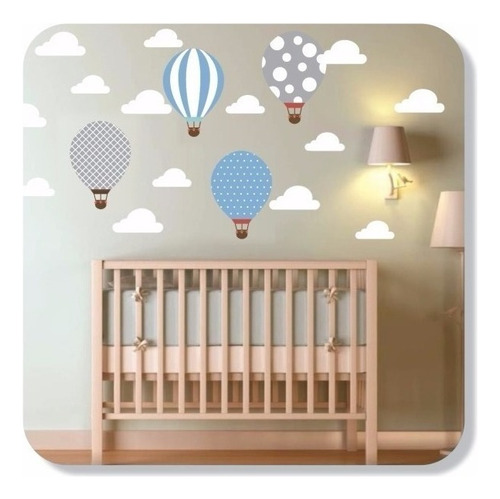 Adesivo Parede Decorativo Infantil Balões Nuvens Balão + Cor Colorido
