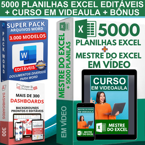 Super Pacote De Planilhas Excel Avançado + 5000