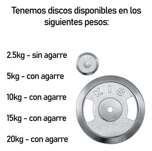 Disco Preolímpico Boomfit 5 Kg Cromado Con Agarres Prof