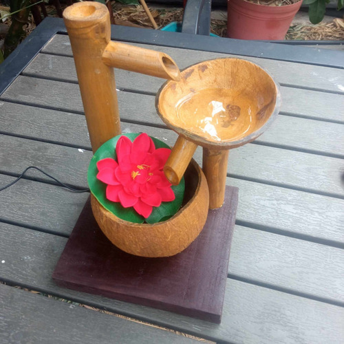 Fuente Cascada De Bambu Y Coco, Usb
