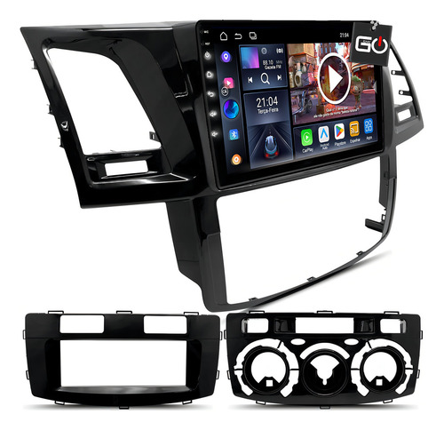 Central Multimidia Octacore 4+64gb Android Painel Hilux Sw4 Cor Ar Digital
