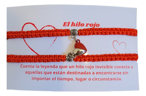 Pulsera Hilo Rojo Trenzado  Con Imán Pareja,  Amigos  Famila