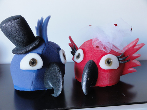 Gorros Casamiento Novios Goma Espuma Pajaros Guacamayos Loro