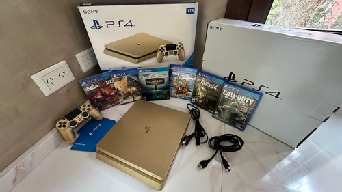 Ps4 Slim 1tb Dorada Edición Limitada 1 Joystick Y 6 Juegos