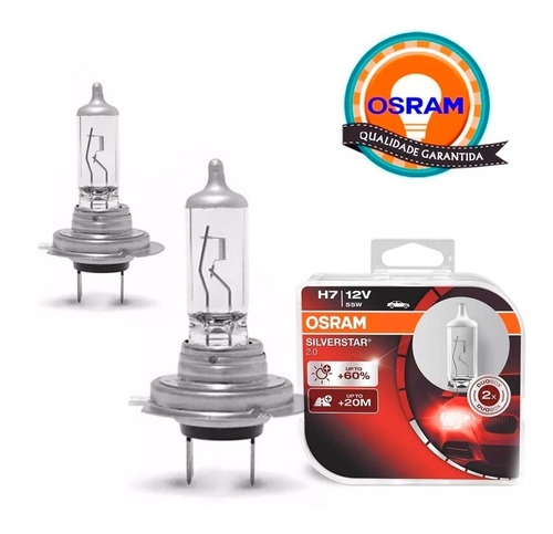 Par Lâmpada H7 3400k Halógena Osram Silverstar 2.0 55w.