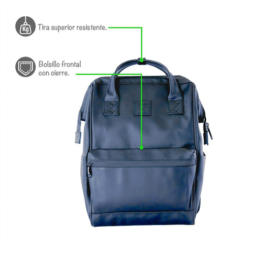 Imagen 3 de 8 de Mochila Himawari Cuero Ecologico Super Segura Y Comoda