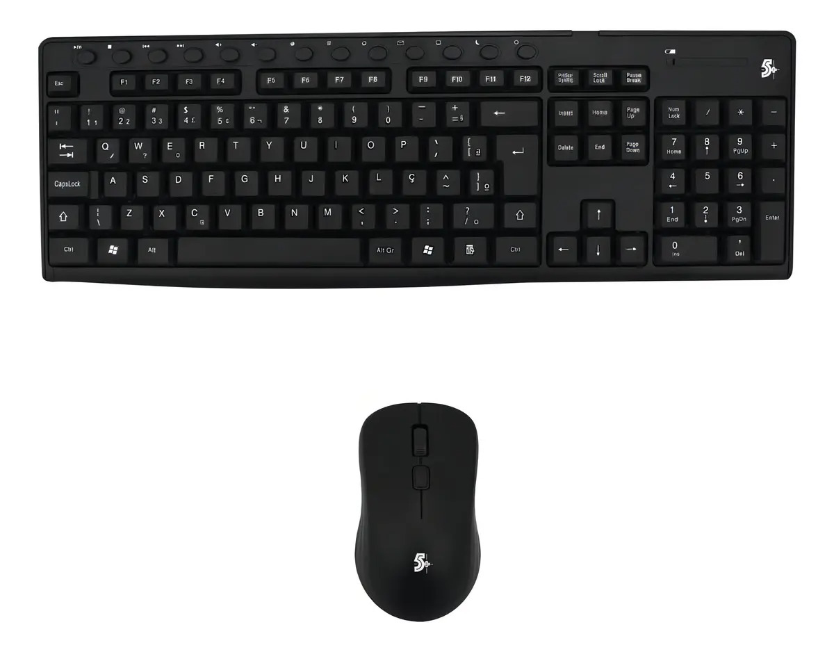 Combo Teclado Abnt2 + Mouse Sem Fio Usb Office - 015-0079 5+ Cor do mouse Preto Cor do teclado Preto