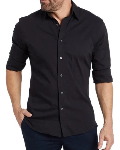 Camisa De Hombre Con Botones Falsos Y Cremallera