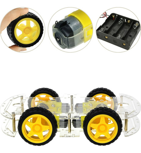 Kit Chassi Duplo 4wd Robô Completo Para Arduino Robótica