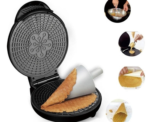 Maquina Barquillo Cono De Helados Waffles Antiadherente