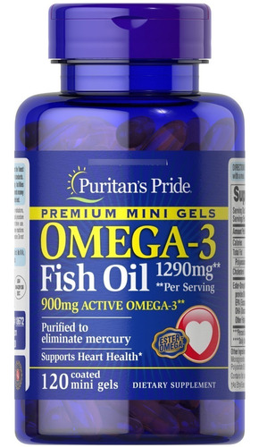Puritan's Pride | Omega 3 Fish Oil | 645mg | 120 Mini Gels