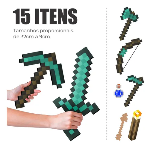 Kit 20 Espadas Minecraft Jogo de Blocos de almofadinha