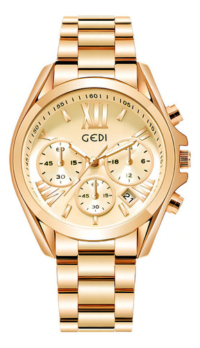 Relojes Impermeables De Acero Inoxidable Gedi Calender Color Del Fondo Dorado