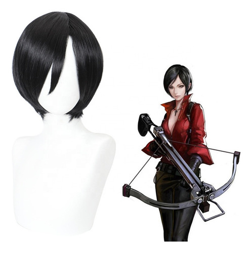 2025 Peruca De Cosplay Z Ada Wong, 30 Cm, Curta, Preta,