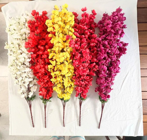 20pz Rama De Cerezo Durazno Flor 30 Varas Artificial 95cm Fucsia