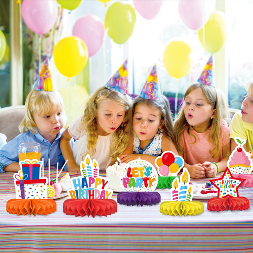 Centro De Mesa Para Fiesta De Cumpleaños Base De Panal 9 Pz