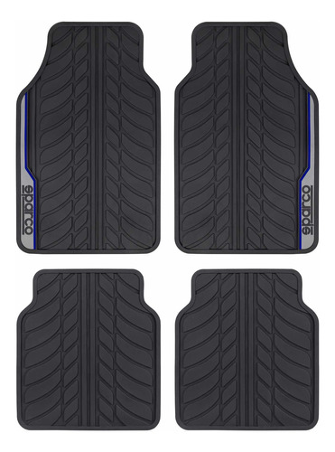 Juego Alfombras Auto Universal Negra/azul Sparco Goma