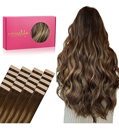 Wennalife Tape In Hair Extensions Human Hair, 20pcs Ljbh1