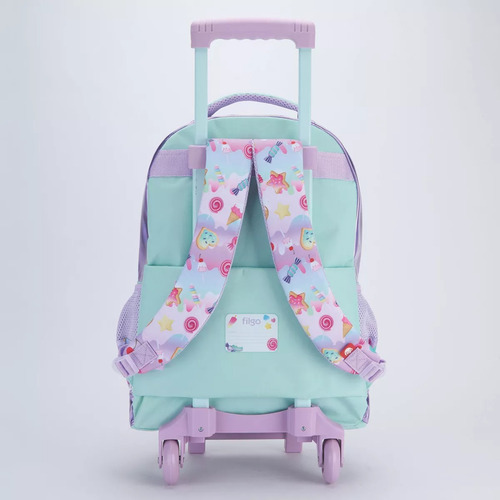 Mochila Escolar Filgo Starpak 3d De 18 Pulgadas Con Carrito Rosa Gatito 3d