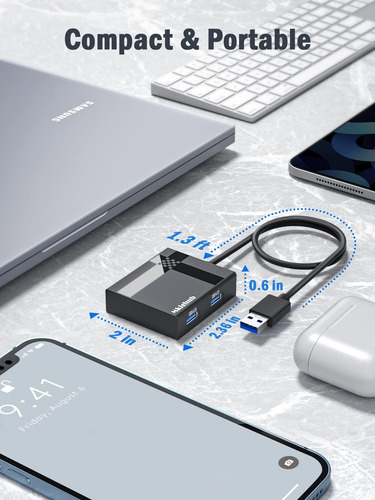 Mkighub Usb A Hub, Concentrador Usb 3.0 De 4 Puertos, Expans