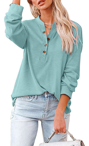 Blusas De Manga Larga Con Cuello Alto Y Botones Lisos De Pan