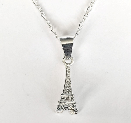 Dije Torre Eiffel Con Cadena Paris Francia De Plata 925