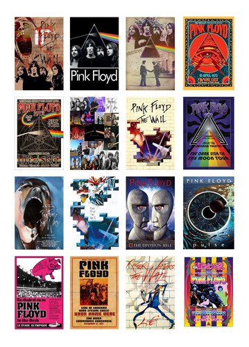 Pack 16 Carteles Metalicos Pink Floyd Musica Rock 20x30 Cms