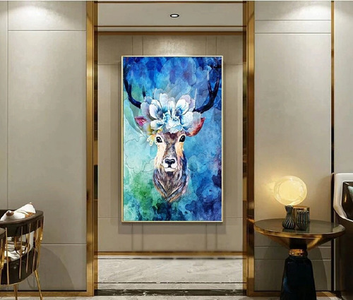 Bordado Pintura Diamante - Ciervo En Flor 40x50