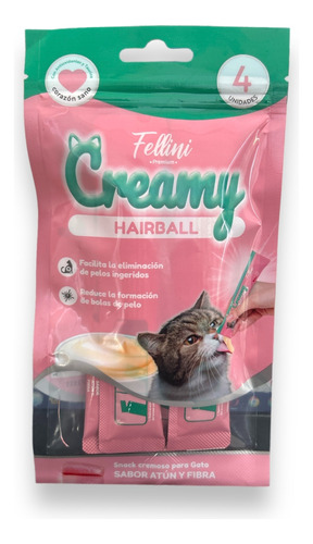 Snack Gatos Fellini Creamy Atún Y Fibra 60gr.
