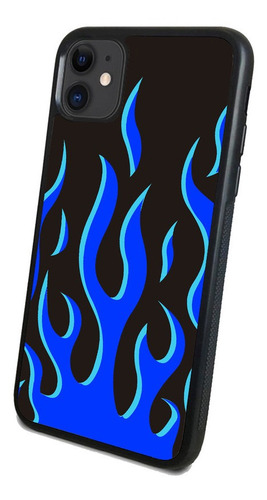 Funda Celular Diseño Flamas Indigo Negro Todos Los Modelos