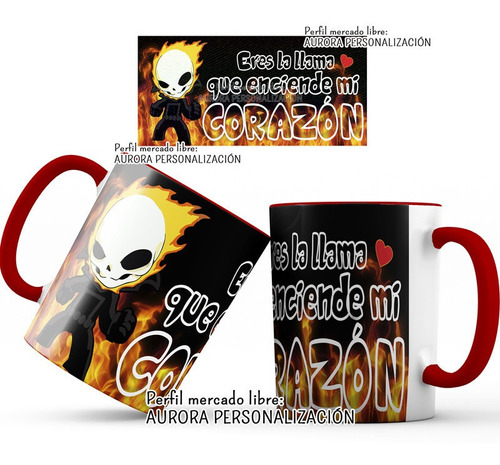 Mug Oreja Interior Rojo Taza Amor San Valentin Heroes 10