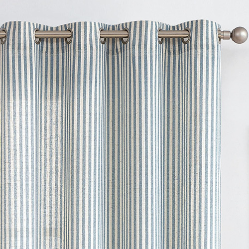 Linen Textured Drapes For Living Room Stripe Pattern Gr...