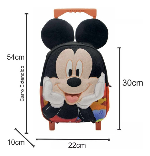 Mochila Mickey Con Carro Infantil De 2 A 5 Años Con Orejas
