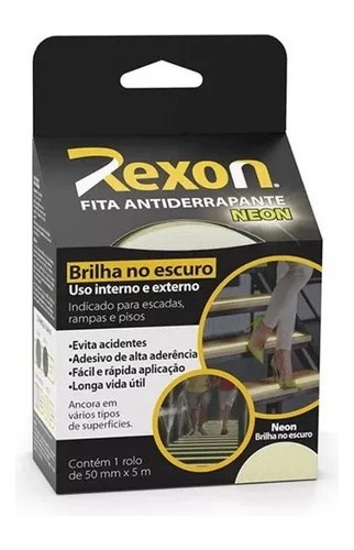 Fita Antiderrapante 50mm X 5mt Preta E Neon Rexon Afa1010005