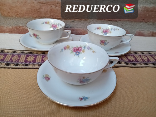 3 Tazas De Café Con Plato Porcelana Winterling Bavaria 