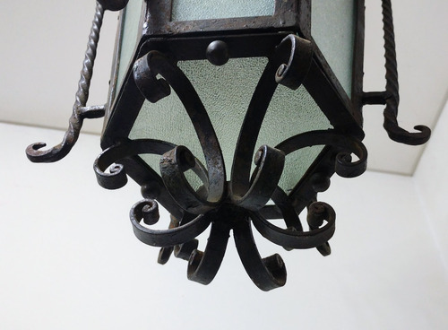 Antiguo Farol De Hierro Grande 1 Luz Para Exterior, Interior (Usado)