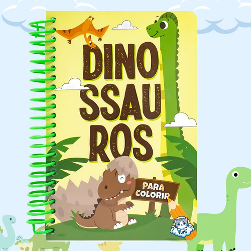 Livro De Colorir Em Espiral Mundo Dos Dinossauros Caderno De Desenho Pintura 365 Desenhos
