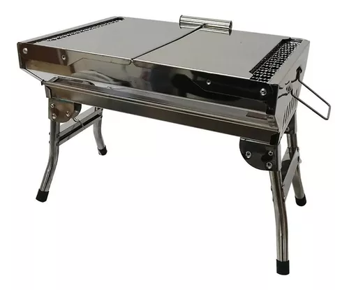 Parrillas Asador De Carbon Para Asar Carne Portatil Acero Inoxidable 24 x  16