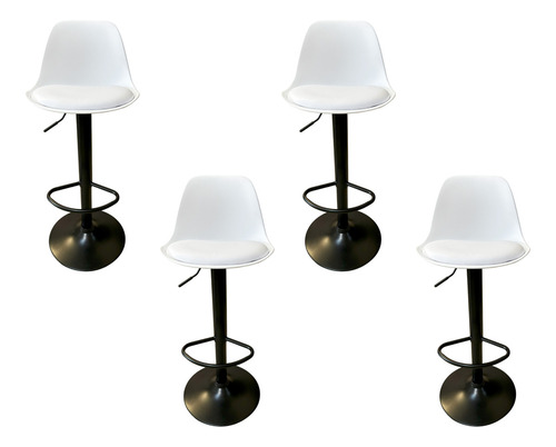 Set De 4 Sillas Tipo Banco Giratorios Para Barra Desayunador Estructura de la silla Blanco mate
