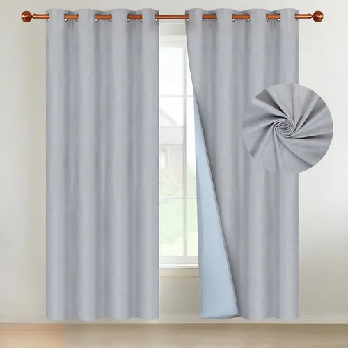 Cortina Blackout 100% 135x220cm Tipo Gamuza Casatua Set De 2 Gris Claro