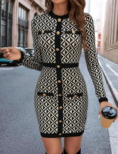 Vestido Shein Mangas Largas Elegante Y Moderno