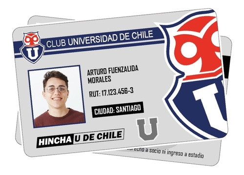 Carnet Club Universidad De Chile Credencial Hincha Souvenir