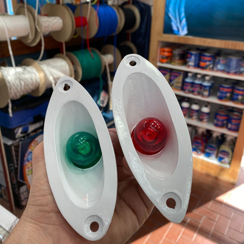 Imagen 2 de 6 de Faros De Proa Tipo Ojo De Gato Rojo Y Verde Matalico Blanco