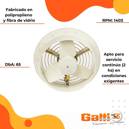 Extractor De Aire P/ Baño / Cocina 30 Cm P/ Pared Gatti Vent